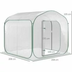 Outsunny Serre Pop-up - Serre De Jardin Pop-up - Porte Zippée Enroulable - Dim. 2,08L X 2,08l X 1,95H M - Sac Transport Inclus - PE Blanc Vert -Serre de jardin Boutique 28603475 3