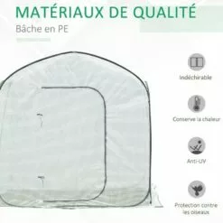 Outsunny Serre Pop-up - Serre De Jardin Pop-up - Porte Zippée Enroulable - Dim. 2,08L X 2,08l X 1,95H M - Sac Transport Inclus - PE Blanc Vert -Serre de jardin Boutique 28603475 4