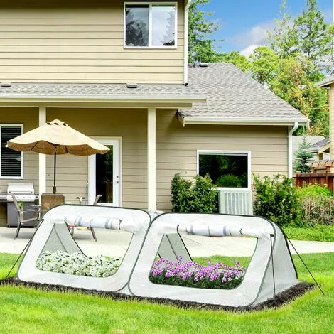 Outsunny Mini Serre Pop-up De Jardin - Serre à Tomates - 4 Fenêtres + 4 Portes Zippées Enroulable - Dim. 2,4L X 1,2l X 0,75H M - Sac Transport Inclus - PE Blanc Vert - Blanc 2 Outsunny Mini Serre Pop-up De Jardin - Serre à Tomates - 4 Fenêtres + 4 Portes Zippées Enroulable - Dim. 2,4L X 1,2l X 0,75H M - Sac Transport Inclus - PE Blanc Vert - Blanc – Image 2