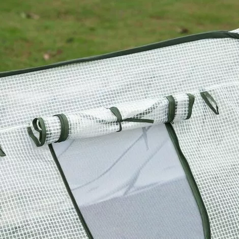 Outsunny Mini Serre Pop-up De Jardin - Serre à Tomates - 4 Fenêtres + 4 Portes Zippées Enroulable - Dim. 2,4L X 1,2l X 0,75H M - Sac Transport Inclus - PE Blanc Vert - Blanc 4 Outsunny Mini Serre Pop-up De Jardin - Serre à Tomates - 4 Fenêtres + 4 Portes Zippées Enroulable - Dim. 2,4L X 1,2l X 0,75H M - Sac Transport Inclus - PE Blanc Vert - Blanc – Image 4