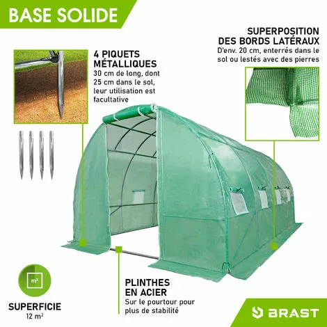 Serre De Jardin Tunnel 12m2 (3x4), Extrêment Stable, Croissance Optimale Des Plants, Aération Optimale, Montage Rapide - Serre De Jardin 12 M² De BRAST 5 Serre De Jardin Tunnel 12m2 (3x4), Extrêment Stable, Croissance Optimale Des Plants, Aération Optimale, Montage Rapide - Serre De Jardin 12 M² De BRAST – Image 5