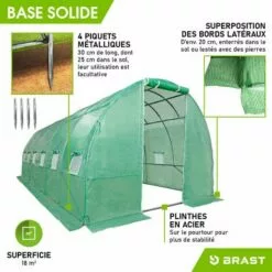Serre De Jardin Tunnel 18m² (3x6), Extrêment Stable, Croissance Optimale Des Plants, Aération Optimale, Montage Rapide - Serre De Jardin 18 M² De BRAST 9 Serre De Jardin Tunnel 18m² (3x6), Extrêment Stable, Croissance Optimale Des Plants, Aération Optimale, Montage Rapide - Serre De Jardin 18 M² De BRAST -Serre de jardin Boutique 28740463 5