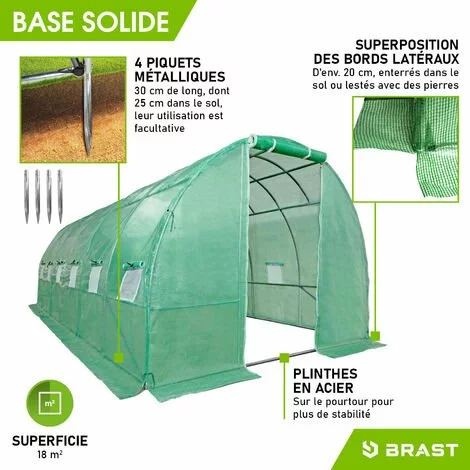 Serre De Jardin Tunnel 18m² (3x6), Extrêment Stable, Croissance Optimale Des Plants, Aération Optimale, Montage Rapide - Serre De Jardin 18 M² De BRAST 5 Serre De Jardin Tunnel 18m² (3x6), Extrêment Stable, Croissance Optimale Des Plants, Aération Optimale, Montage Rapide - Serre De Jardin 18 M² De BRAST – Image 5