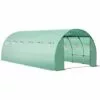 Outsunny Bâche De Rechange Serre Tunnel 18 M², Bâche Dim. 6L X 3l X 2H M PE Anti-UV Imperméable 12 Fenêtres + Porte Enroulable Zippée Vert - Vert