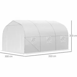 Outsunny Serre Tunnel De Jardin Dim. 3,5L X 3l X 2H M Porte + 6 Fenêtres Enroulables Acier Galvanisé Bâche PE Haute Densité Blanc 7 Outsunny Serre Tunnel De Jardin Dim. 3,5L X 3l X 2H M Porte + 6 Fenêtres Enroulables Acier Galvanisé Bâche PE Haute Densité Blanc -Serre de jardin Boutique 28909967 3