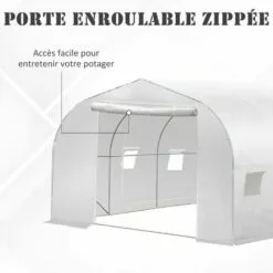 Outsunny Serre Tunnel De Jardin Dim. 3,5L X 3l X 2H M Porte + 6 Fenêtres Enroulables Acier Galvanisé Bâche PE Haute Densité Blanc 8 Outsunny Serre Tunnel De Jardin Dim. 3,5L X 3l X 2H M Porte + 6 Fenêtres Enroulables Acier Galvanisé Bâche PE Haute Densité Blanc -Serre de jardin Boutique 28909967 4