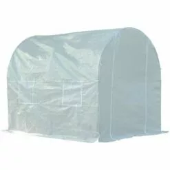 Outsunny Serre De Jardin Tunnel Surface Sol 5 M² 2,5L X 2l X 2H M Châssis Tubulaire Renforcé 18 Mm 4 Fenêtres Blanc -Serre de jardin Boutique 3023953 5