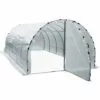 Outsunny Serre De Jardin Tunnel Surface Sol 18 M² 6L X 3l X 2H M Châssis Tubulaire Renforcé 25 Mm Double Porte Avec Poignées Blanc - Blanc