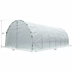 Outsunny Serre De Jardin Tunnel Surface Sol 18 M² 6L X 3l X 2H M Châssis Tubulaire Renforcé 25 Mm Double Porte Avec Poignées Blanc - Blanc -Serre de jardin Boutique 3023957 3