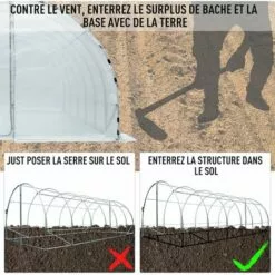 Outsunny Serre De Jardin Tunnel Surface Sol 18 M² 6L X 3l X 2H M Châssis Tubulaire Renforcé 25 Mm Double Porte Avec Poignées Blanc - Blanc -Serre de jardin Boutique 3023957 4