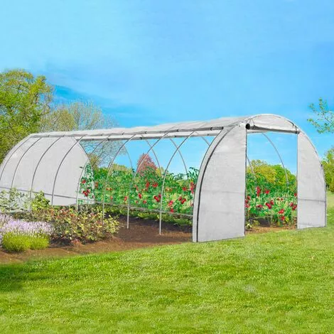 IDMARKET Serre Tunnel De Jardin 4 Saisons 24M² Blanche Gamme Maraîchère DES ANDES 8x3M - Blanc 1 IDMARKET Serre Tunnel De Jardin 4 Saisons 24M² Blanche Gamme Maraîchère DES ANDES 8x3M - Blanc