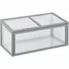 Outsunny Mini Serre De Jardin Serre à Tomates Dim. 90L X 46l X 40H Cm Toit Ouvrable Panneaux De Polycarbonate Bois Sapin Pré-huilé Gris