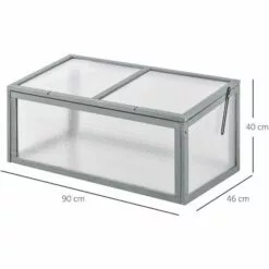 Outsunny Mini Serre De Jardin Serre à Tomates Dim. 90L X 46l X 40H Cm Toit Ouvrable Panneaux De Polycarbonate Bois Sapin Pré-huilé Gris -Serre de jardin Boutique 30950951 3