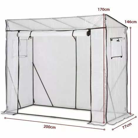 SEKEY Serre De Jardin Imperméable Et Anti-UPF 200 L X 77 L X 146/170 H Cm 2 SEKEY Serre De Jardin Imperméable Et Anti-UPF 200 L X 77 L X 146/170 H Cm – Image 2