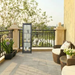 Relaxdays Serre Bois Balcon, Bois & Plastique, HLP: 120x36x36 Cm, Porte & Toit Ouvrable, Culture Plantes, Semis, Noir -Serre de jardin Boutique 32712876 4