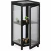 Relaxdays Serre Bois Balcon, Bois & Plastique, HLP: 80 X 36 X 36 Cm, Porte Et Couvercle, Culture Plantes Et Semis, Noir