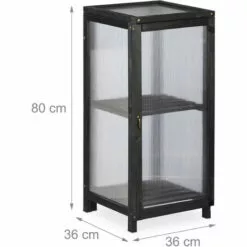 Relaxdays Serre Bois Balcon, Bois & Plastique, HLP: 80 X 36 X 36 Cm, Porte Et Couvercle, Culture Plantes Et Semis, Noir -Serre de jardin Boutique 32712879 5