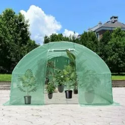 GOPLUS Serre De Jardin Tunnel 18 M2 Armature En Acier Robuste Et Tissu En PE Transparent Imperméable Avec 8 Fenêtres Porte à Glissière Pour Toutes Saisons(600 X 300 X 200 CM, Vert) 7 GOPLUS Serre De Jardin Tunnel 18 M2 Armature En Acier Robuste Et Tissu En PE Transparent Imperméable Avec 8 Fenêtres Porte à Glissière Pour Toutes Saisons(600 X 300 X 200 CM, Vert) -Serre de jardin Boutique 34761081 3