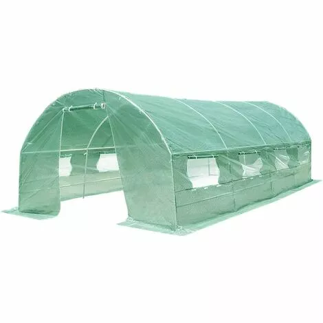 GOPLUS Serre De Jardin Tunnel 18 M2 Armature En Acier Robuste Et Tissu En PE Transparent Imperméable Avec 8 Fenêtres Porte à Glissière Pour Toutes Saisons(600 X 300 X 200 CM, Vert) 4 GOPLUS Serre De Jardin Tunnel 18 M2 Armature En Acier Robuste Et Tissu En PE Transparent Imperméable Avec 8 Fenêtres Porte à Glissière Pour Toutes Saisons(600 X 300 X 200 CM, Vert) – Image 4