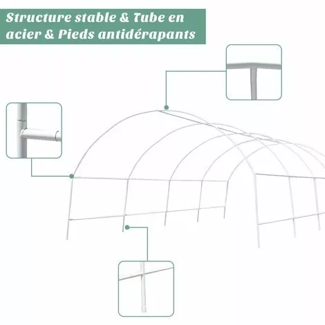 GOPLUS Serre De Jardin Tunnel 18 M2 Armature En Acier Robuste Et Tissu En PE Transparent Imperméable Avec 8 Fenêtres Porte à Glissière Pour Toutes Saisons(600 X 300 X 200 CM, Vert) 5 GOPLUS Serre De Jardin Tunnel 18 M2 Armature En Acier Robuste Et Tissu En PE Transparent Imperméable Avec 8 Fenêtres Porte à Glissière Pour Toutes Saisons(600 X 300 X 200 CM, Vert) – Image 5