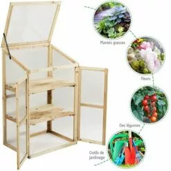 GOPLUS Serre En Bois Avec Vitrages Transparents Amovible En Polycarbonate, Avec Ouverture Inclinée, Serre Pour Plantes Et Légumes Pour Balcon Terrasse Jardin (60 X 45 X 100 Cm) 7 GOPLUS Serre En Bois Avec Vitrages Transparents Amovible En Polycarbonate, Avec Ouverture Inclinée, Serre Pour Plantes Et Légumes Pour Balcon Terrasse Jardin (60 X 45 X 100 Cm) -Serre de jardin Boutique 34761679 3