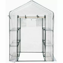 TIGA 186x120x190cm Serre De Jardin Portable Avec Couvercle D'étagère PVC Matériel Plantes Maison De Fleurs Tente Extérieure Maison étanche Résistant Au Froid