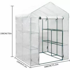 TIGA 186x120x190cm Serre De Jardin Portable Avec Couvercle D'étagère PVC Matériel Plantes Maison De Fleurs Tente Extérieure Maison étanche Résistant Au Froid -Serre de jardin Boutique 35625422 4