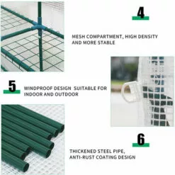 TIGA 186x120x190cm Serre De Jardin Portable Avec Couvercle D'étagère PVC Matériel Plantes Maison De Fleurs Tente Extérieure Maison étanche Résistant Au Froid -Serre de jardin Boutique 35625422 5
