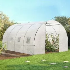 IDMARKET Serre Tunnel De Jardin 12 M² Blanche Gamme Maraîchère ZEBRA 4x3M - Blanc