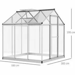 Outsunny Serre De Jardin Aluminium Polycarbonate 3,3 M² Dim. 1,83L X 1,82l X 1,95H M Fondation Lucarne Porte Loquet - Transparent -Serre de jardin Boutique 37149206 3