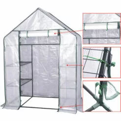 WOLTU Serre De Balcon/Jardin/Terrasse En PE. Serre à Tomate Avec Porte. Cadre En Acier. 143x73x195cm -Serre de jardin Boutique 38233208 3