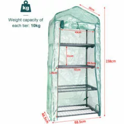 UNHO Serre Jardin Dormant Avec 4 Etageres Pour Plante Fleur - 68.5 X 48.5 X 158cm Vert -Serre de jardin Boutique 39660488 5