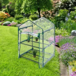 Relaxdays Serre De Jardin Balcon Terrasse Transportable Mobile 2-3 Ou 4 Étagères Portes, Transparent -Serre de jardin Boutique 40010043 3