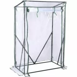 WOLTU Serre De Balcon/Jardin/Terrasse En PVC. Serre à Tomate Avec Porte. Cadre En Acier.Transparent. 100x50x150/136 Cm
