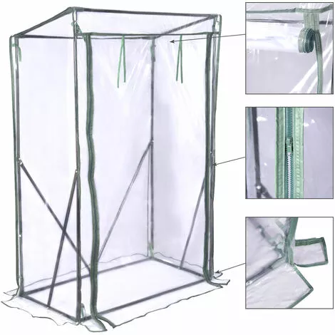 WOLTU Serre De Balcon/Jardin/Terrasse En PVC. Serre à Tomate Avec Porte. Cadre En Acier.Transparent. 100x50x150/136 Cm 2 WOLTU Serre De Balcon/Jardin/Terrasse En PVC. Serre à Tomate Avec Porte. Cadre En Acier.Transparent. 100x50x150/136 Cm – Image 2
