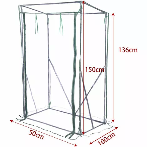 WOLTU Serre De Balcon/Jardin/Terrasse En PVC. Serre à Tomate Avec Porte. Cadre En Acier.Transparent. 100x50x150/136 Cm 4 WOLTU Serre De Balcon/Jardin/Terrasse En PVC. Serre à Tomate Avec Porte. Cadre En Acier.Transparent. 100x50x150/136 Cm – Image 4