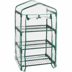 Relaxdays Serre De Balcon, Métal Et Plastique, H X L X P : 126 X 69 X 49 Cm, Taille Compacte, Verte/transparente