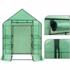 WOLTU Serre De Jardin PE.Serre Légumes Avec Porte.143x73x195cm.Vert -Serre de jardin Boutique 43633383 4