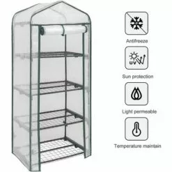 WOLTU Serre De Jardin PE. Serre Pour Légumes Avec Porte. Blanc. 69x49x158cm -Serre de jardin Boutique 43633390 4