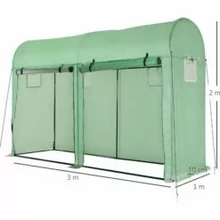 Outsunny Serre De Jardin Serre à Tomates Dim. 3L X 1l X 2H M 2 Portes Zippées Déroulantes 4 Fenêtres Enroulables Acier PE Haute Densité 140 G/m² Anti-UV Vert -Serre de jardin Boutique 45628520 3