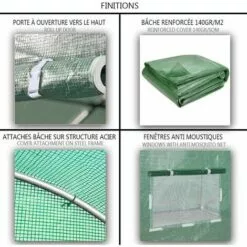 VOUNOT Grande Serre De Jardin Tunnel 18m2 En Acier Galvanise -Serre de jardin Boutique 46771200 3