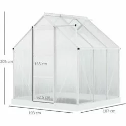 Outsunny Serre De Jardin Aluminium Polycarbonate 3,6 M² Dim. 1,87L X 1,93l X 2,05H M Fondation Lucarne Réglable Porte Coulissante - Transparent -Serre de jardin Boutique 47140870 3