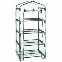 Relaxdays Serre De Balcon, Métal Et Plastique, H X L X P : 161 X 69 X 49 Cm, Taille Compacte, Verte/transparente