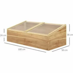 Outsunny Mini Serre De Jardin Serre Pour Semis Dim. 100L X 50l X 36H Cm Toit 2 Pans Ouvrables Séparement Panneaux De Polycarbonate Bois Sapin Pré-huilé -Serre de jardin Boutique 49279752 3
