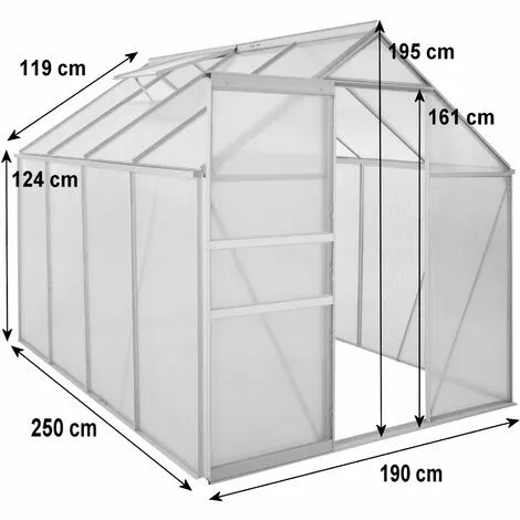 Zelsius Serre En Aluminium Avec Base | 250 X 190 Cm | Panneaux De 6 Mm, 4,75m² 3 Zelsius Serre En Aluminium Avec Base | 250 X 190 Cm | Panneaux De 6 Mm, 4,75m² – Image 3