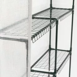 IDMARKET Serre De Jardin Blanche Toutes Saisons 8 étagères 2 Fenêtres Avec Moustiquaire Et Porte Zippée -Serre de jardin Boutique 49793142 4