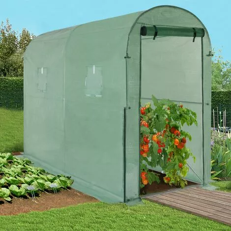 IDMARKET Serre à Tomates Relevable Verte 2 Fenêtres Avec Moustiquaire Et Porte Zippée 3 IDMARKET Serre à Tomates Relevable Verte 2 Fenêtres Avec Moustiquaire Et Porte Zippée – Image 3