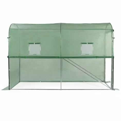 IDMARKET Serre à Tomates Relevable Verte 2 Fenêtres Avec Moustiquaire Et Porte Zippée 4 IDMARKET Serre à Tomates Relevable Verte 2 Fenêtres Avec Moustiquaire Et Porte Zippée – Image 4