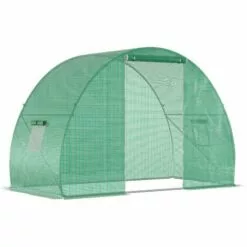 Outsunny Serre De Jardin Tunnel Surface Sol 4,5 M² Dim. 3L X 1,5l X 2H M Châssis Tubulaire Renforcé Porte Zippée 2 Fenêtres Enroulables Vert - Vert