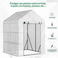 Outsunny Serre De Jardin 2 Tablettes Dim. 1,43L X 1,43l X 1,95H M Porte Déroulante Acier PE Haute Densité 140 G/m² Transparent Blanc 9 Outsunny Serre De Jardin 2 Tablettes Dim. 1,43L X 1,43l X 1,95H M Porte Déroulante Acier PE Haute Densité 140 G/m² Transparent Blanc -Serre de jardin Boutique 49904422 5